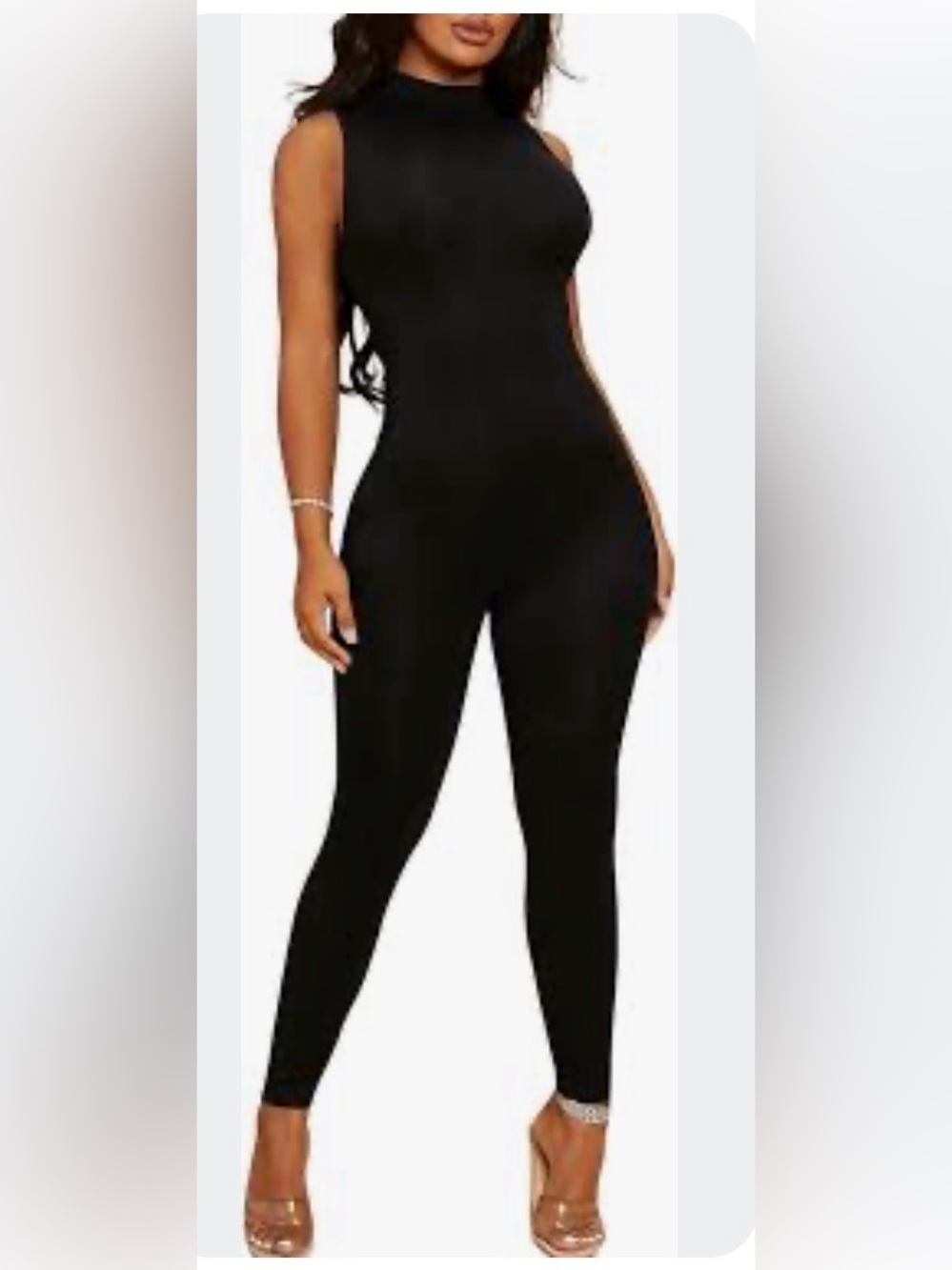 MakeMeChic Women's black Romper Sleeveless One-Piece Jumpsuit V-Neck size L